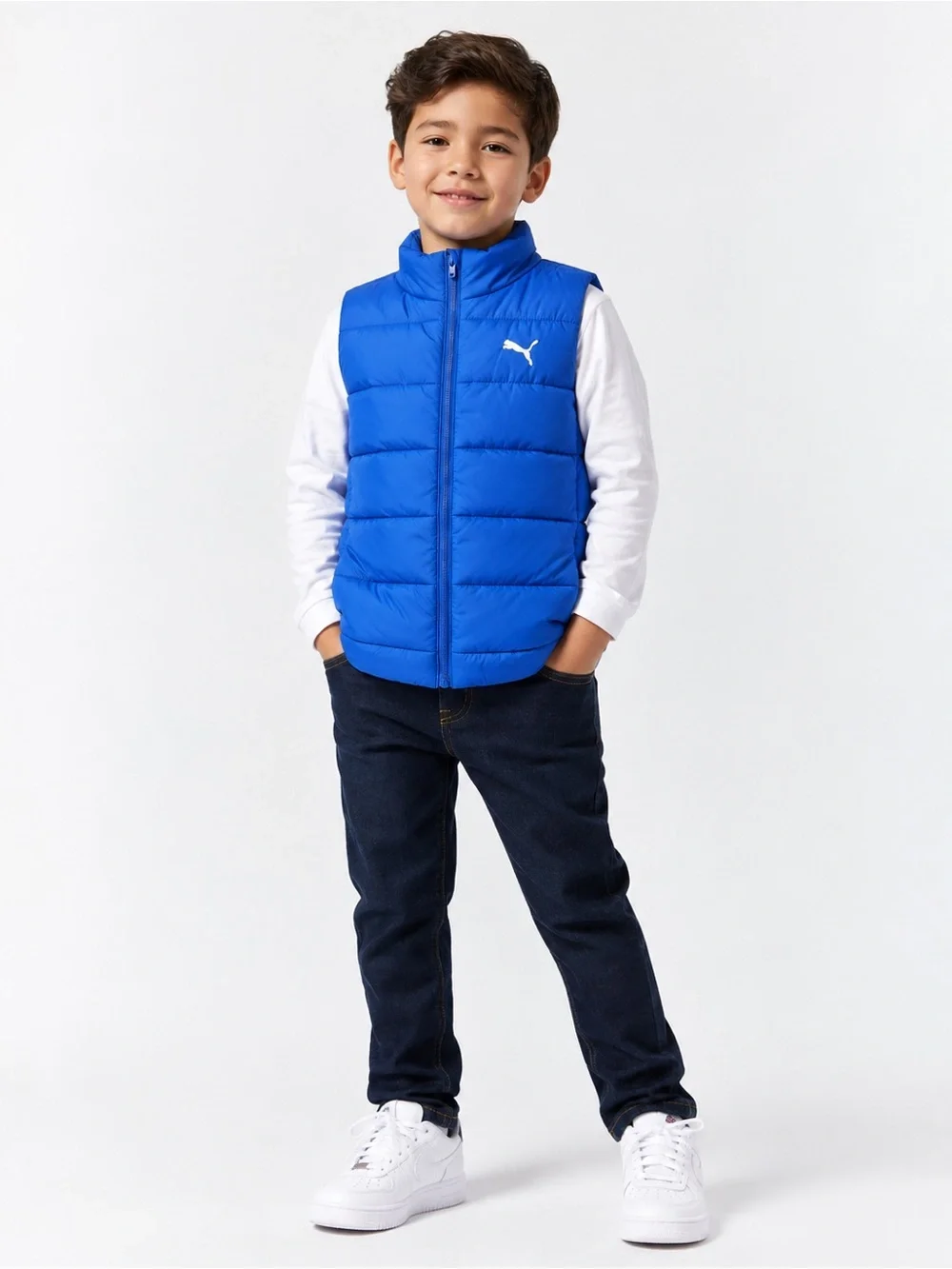 Puma Kids Puffer Vest Quilted Full Zip Blue Size M 10/12